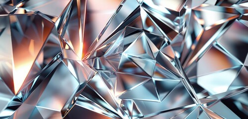 A realistic 3D rendered background of abstract bright glass geometry, showcasing intricate patterns and vivid light reflections that add depth and sophistication.