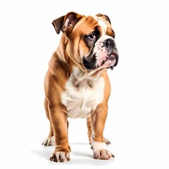 Obraz premium Bulldog breed standing against white background, AI Generated