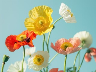 Obraz premium A close-up view of a bouquet of flowers in a decorative vase, suitable for use in editorial or commercial contexts