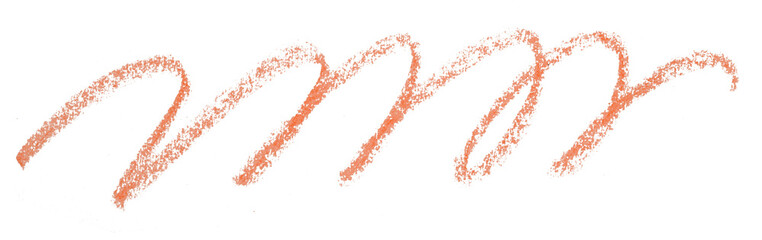 Orange pencil strokes isolated on transparent background.