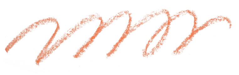 Orange pencil strokes isolated on transparent background.