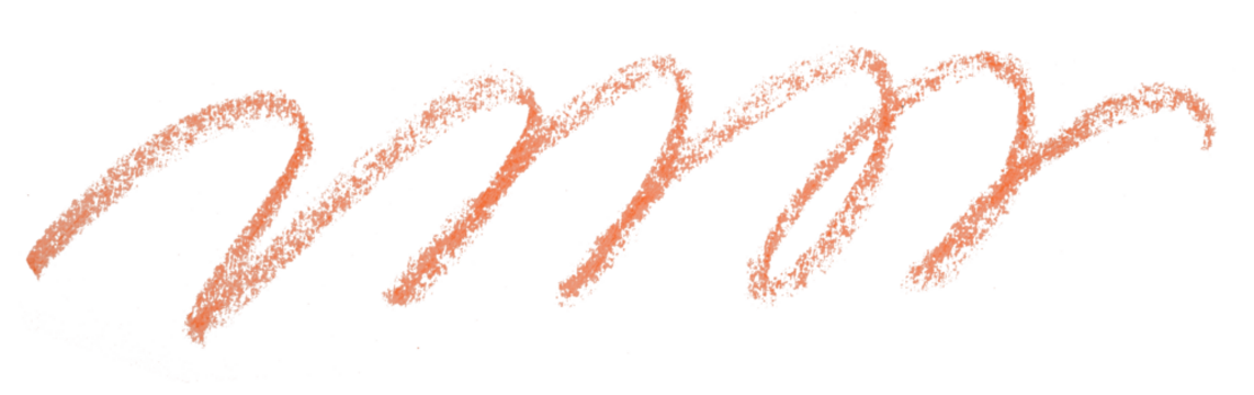 Orange pencil strokes isolated on transparent background.