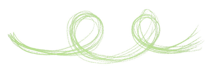 Green pencil strokes isolated on transparent background.
