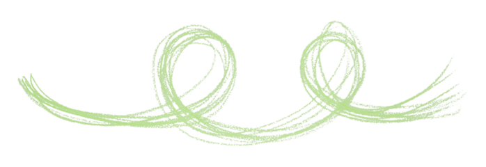 Green pencil strokes isolated on transparent background.