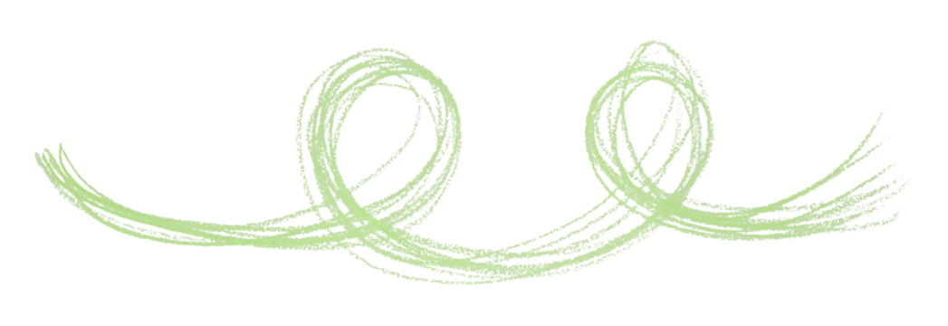 Green pencil strokes isolated on transparent background.