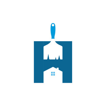 Letter H for house painting logo vector.