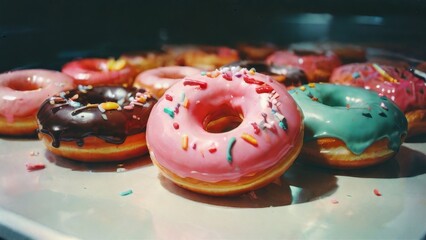 Naklejka premium Colorful Assorted Glazed Donuts