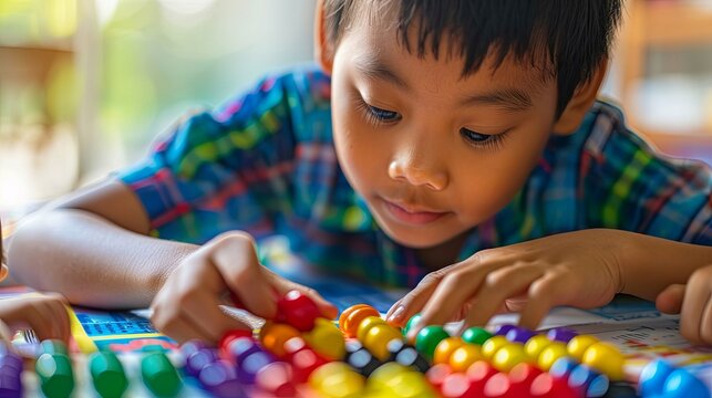 Engaged children solving math challenges in a fun and interactive math tutoring session. Enhancing numeracy skills through educational games and activities.