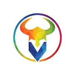 Letter V Viking head vector logo design template.