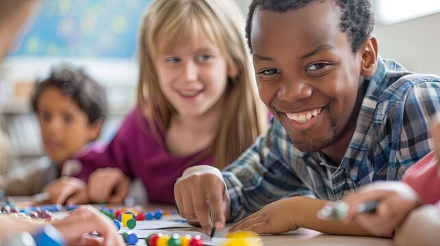 Engaged children solving math challenges in a fun and interactive math tutoring session. Enhancing numeracy skills through educational games and activities.