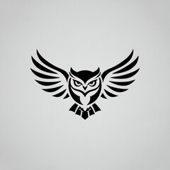 vector logo design illustration of an owl in flight, black in color and suitable for use as a company logo