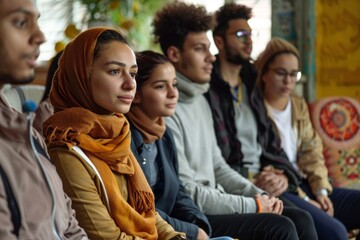 Diverse Group in Cultural Integration Workshop Promoting Refugee Acceptance and Understanding