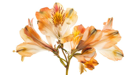 Pressed and dried flower alstroemeria isolated on white background For use in scrapbooking floristry or herbarium : Generative AI