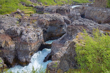 Hraunfossar waterfall near Reykjavik, Iceland