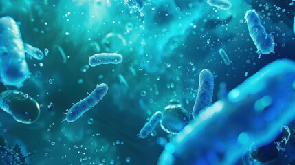 Fototapeta premium The microscopic blue bacteria