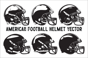 
American Football Helmet silhouettes Icon bundle. Football Helmet Svg set. American football Vector  bundleOn White Background.