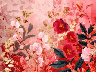 A bouquet of colorful flowers against a soft pink background