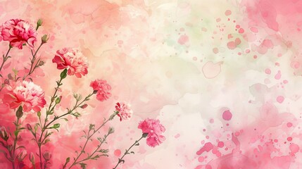 Watercolor Pink Flowers on Light Background