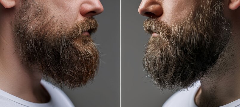 Beard Transformation Before and After Using Balm - Close-Up Texture and Appearance Change