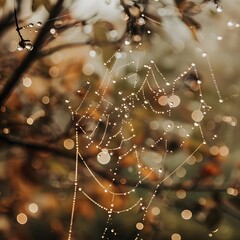 Close-Up of Raindrops on a Glistening Spiderweb