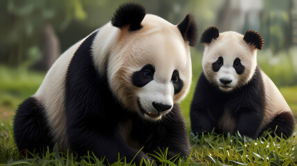Fototapeta premium Illustration of panda family