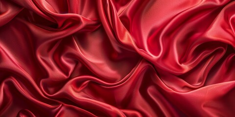 Obraz premium Draped Red Satin Fabric Texture Close Up