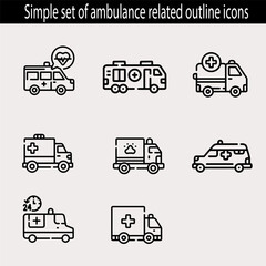 Simple set of ambulance related outline icons. Elements for mobile concept and web apps. Thin line vector icons for website design and development, app development. Premium pack.
