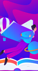 Character reading quietly vector concept operation hand drawn illustration
