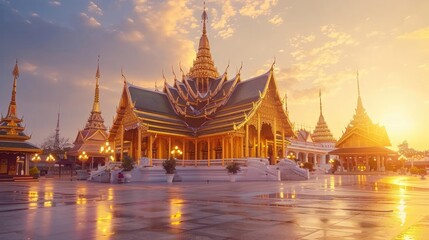 landscape photo of golden thai temple