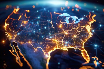 Digital map of USA , connectivity concept