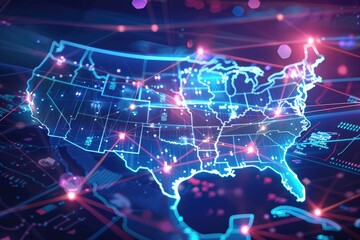 Fototapeta premium Digital map of USA , connectivity concept