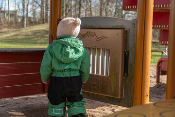 Hanging chimes on a playground, a musical instrument, children's sensory development