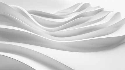 Fototapeta premium Minimalist wave shapes in white seamlessly integrate with a clean background, highlighting fluidity and simplicity