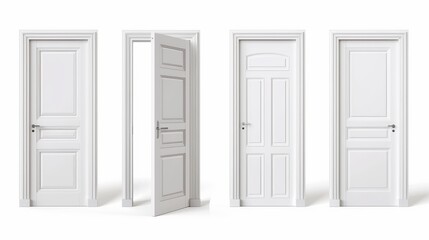 Naklejka premium Four White Doors With Simple Design and Different Openings