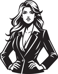 Woman Vector Illustration Silhouette. Business people of city. Various poses of woman.