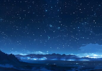 Fototapeta premium Starry Night Sky with Deep Blue Color and White Specks