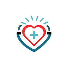 Fototapeta premium Medical heart vector icon, silhouette icon in trendy health logo design.logo healthcare and medical design vector illustration.