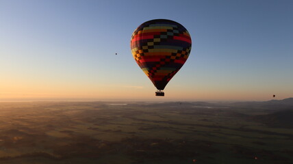 Hot air balloon at sunrise, Praia Grande, Santa Catarina, Brazil