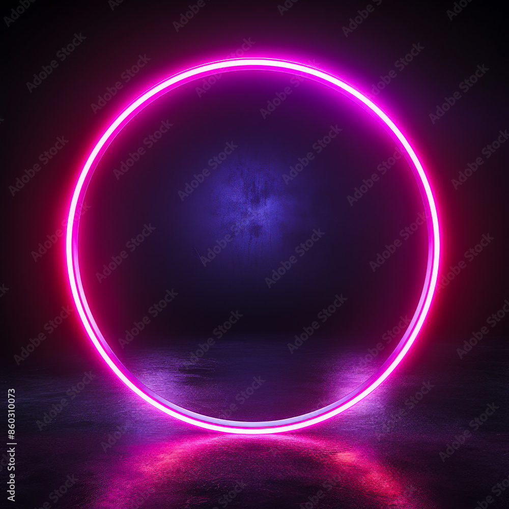 Wall mural neon light circle generated by AI