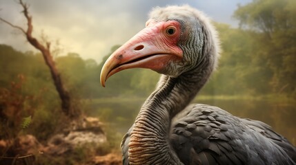 The dodo is an extinct flightless bird, in its habitat