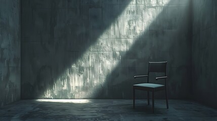 Dimly Lit Room with Single Chair and Shadows