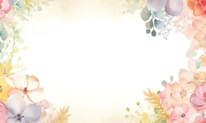 Watercolor Floral Frame for Invitation