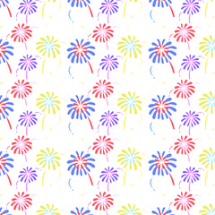 夏祭りの花火大会スクエアパターン⭐︎PNG