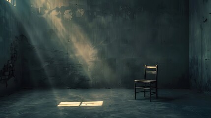Dimly Lit Room With Single Chair And Stark Shadows