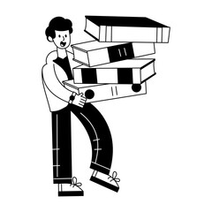 Book lover outline mini illustration is up for premium use 

