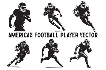 American Football Players Silhouettes vector bundle. American football Player set. 
