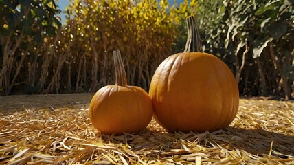 pumpkin on hay