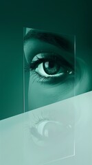 Abstract digital artwork of a blue eye with glitch effects, concept of technology, digital art, vision, futurism