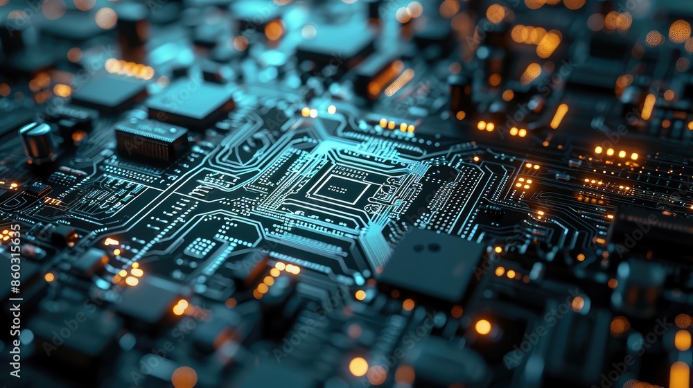Poster background in the form of a microchip board. ai generative.