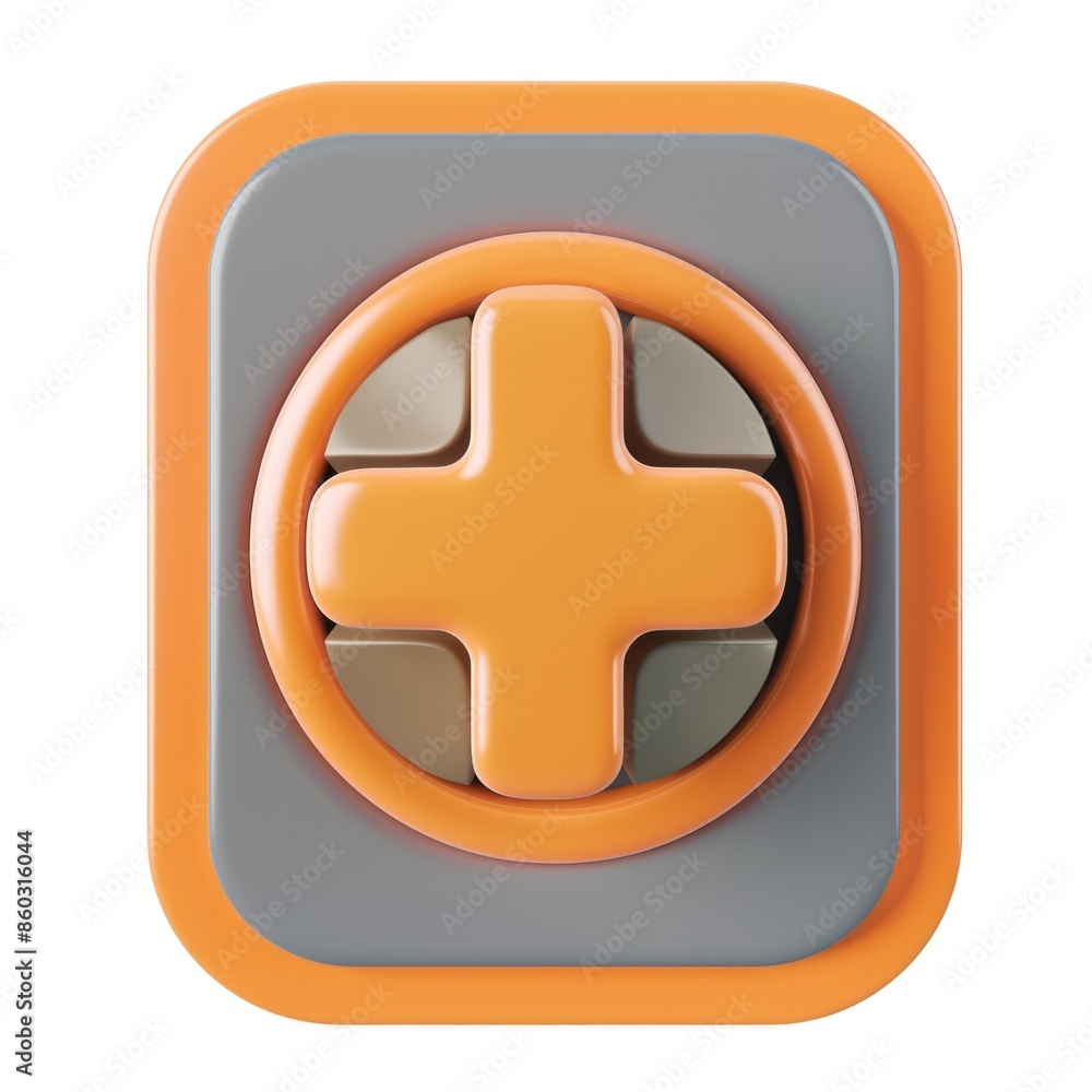Poster orange-gray power toggle button in 3d style. ai generative.
